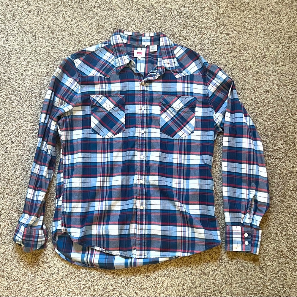 Levi’s Vintage inspired long sleeve plaid pearl-snap shirt - Large